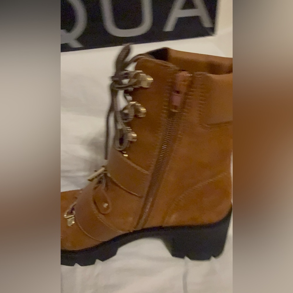 Aqua Women's Genie Buckle Hiker Boots Cognac size 8 - Picture 4 of 14